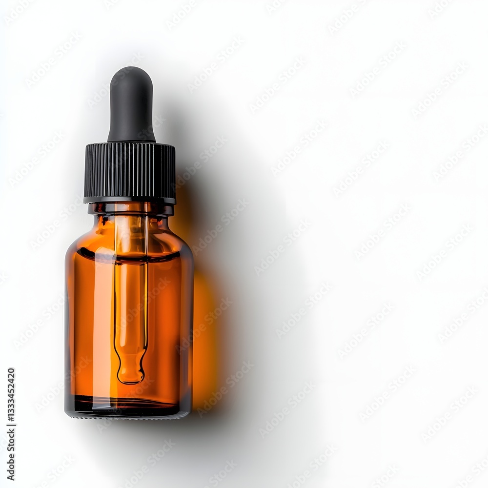 Aufkleber elegant amber glass dropper bottle isolated and centered on a pristine white background with delicat