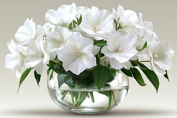 White Flowers for Glass Vase, Studio Shot.