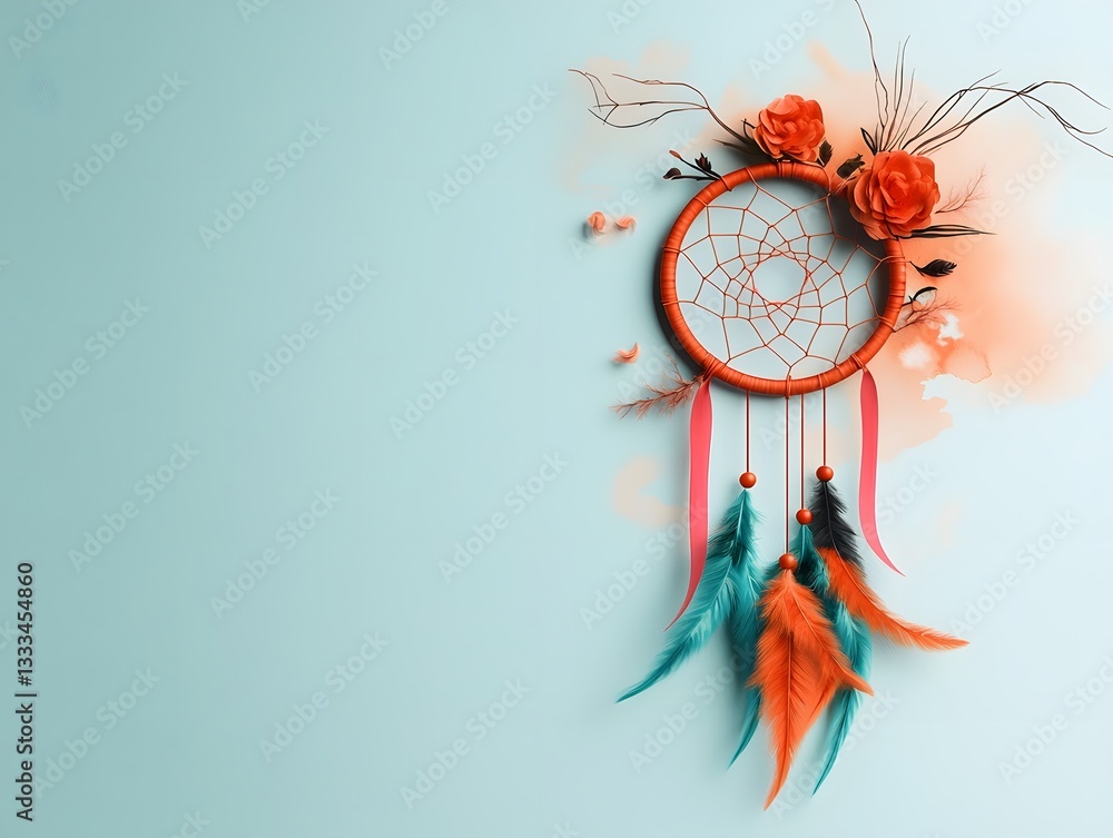Poster enchanting dreamcatcher adorned with a gentle pink ribbon a reminder of the transformative nature of
