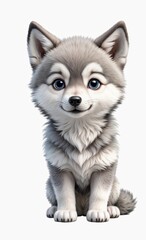Obraz premium Cute baby wolf isolated on white background