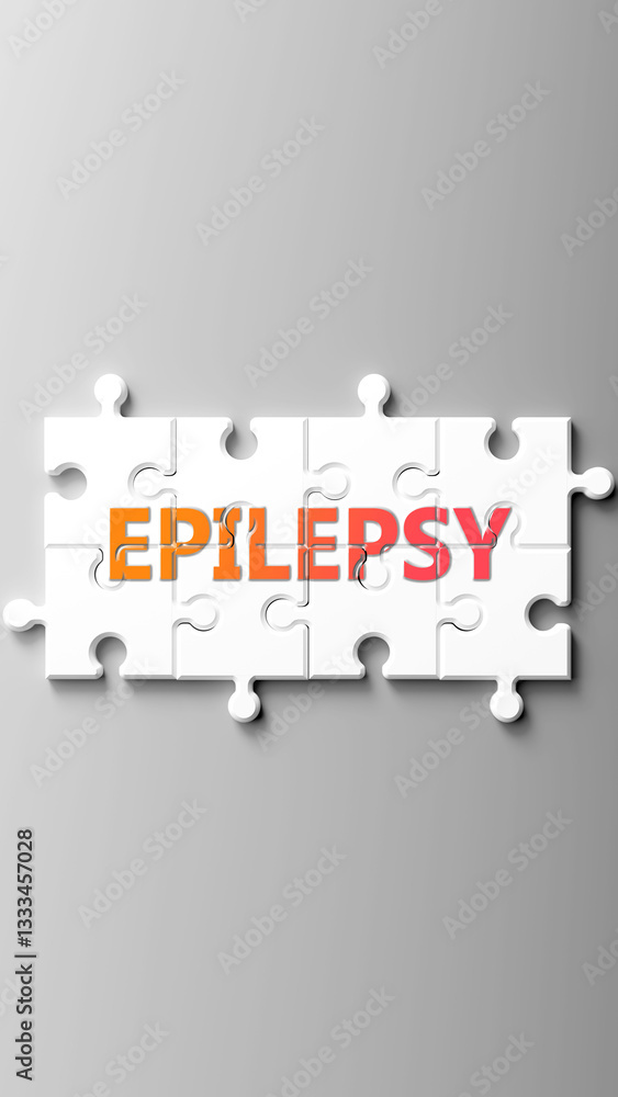 Aufkleber epilepsy complex like a puzzle - pictured as word epilepsy on a puzzle pieces to show that epilepsy 