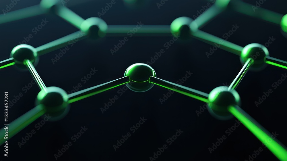 Poster interconnected spheres: abstract representation of a molecular structure, composed of interconnected