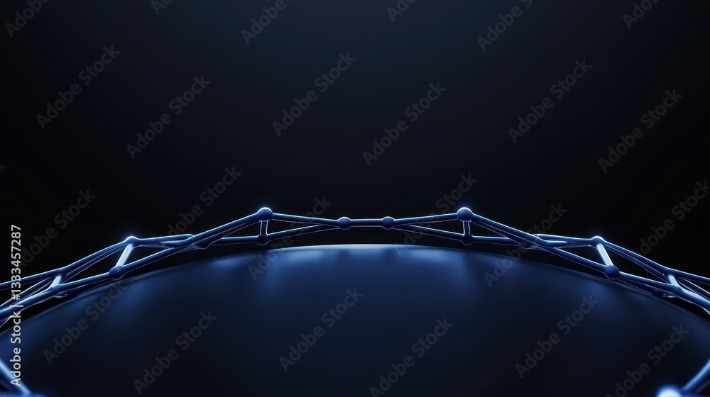 Poster futuristic bridge design: an elegantly crafted bridge structure glows with an ethereal blue light, h