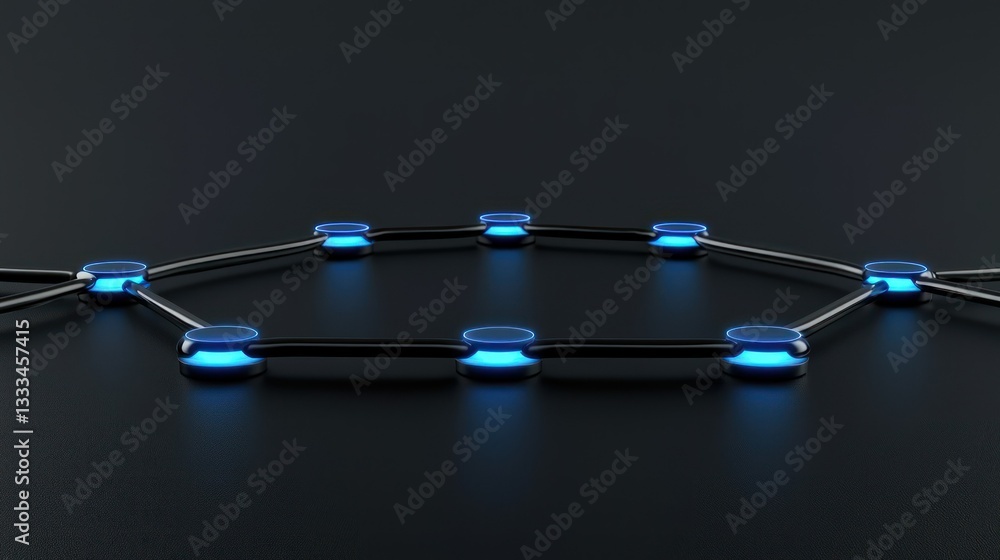 Poster cybernetic network: illuminated nodes interconnected, symbolizing modern communication in a digital 