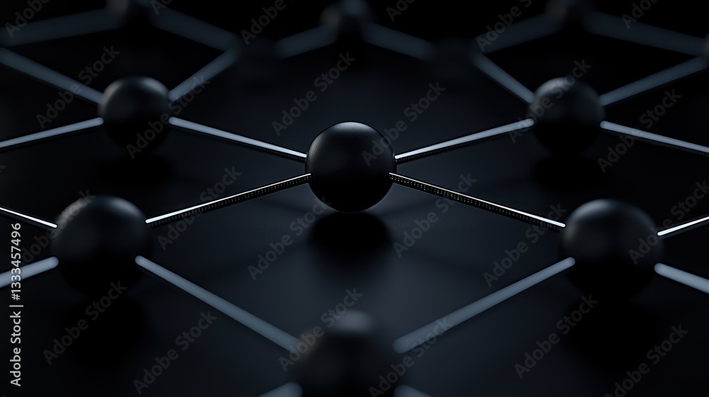 Aufkleber networked connectivity: a visually striking close-up of a network of interconnected spheres, symboli
