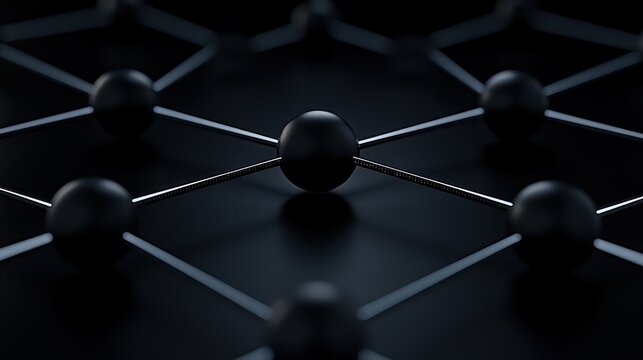 Networked Connectivity: A visually striking close-up of a network of interconnected spheres, symbolizing connections, data flow, and digital communication. 