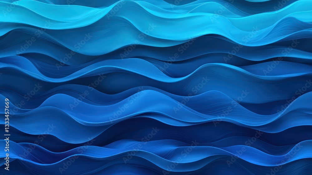 Poster abstract wave pattern in blue tones: an artistic depiction of undulating waves in varying shades of 