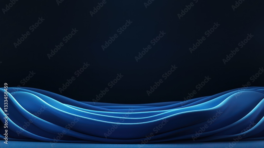 Poster abstract blue waves: digital depiction of elegant blue wave forms, creating a sense of movement and 