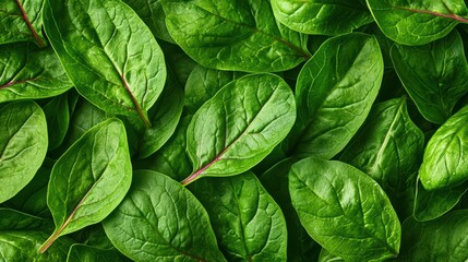 Fresh spinach leaves arranged in a vibrant pattern
