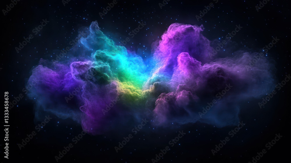 Poster cosmic symphony: a vibrant display of celestial nebulas painted across the dark expanse, creating a 
