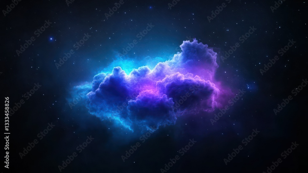 Poster nebula dreamscape: an artistic rendering of a vibrant nebula against the backdrop of a star-studded 