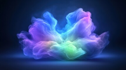 Fototapeta premium Chromatic Cloud: An artistic rendering of a vibrant, multicolored cloud formation against a deep blue background, evoking a sense of wonder and ethereal beauty. 
