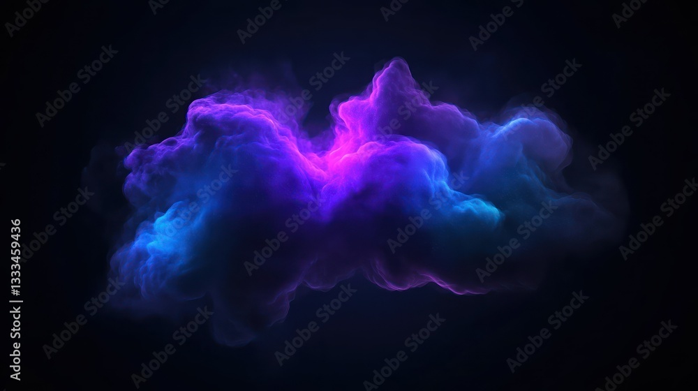 Poster nebula in the cosmos: an ethereal display of a vibrant nebula swirls and dances against a stark back