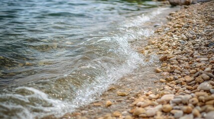 Obraz premium Gentle wave washing ashore on a pebble beach