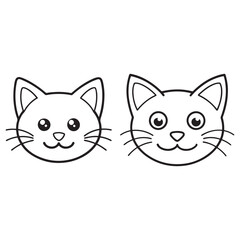 "Cat Face Outline Icon Line Drawing"