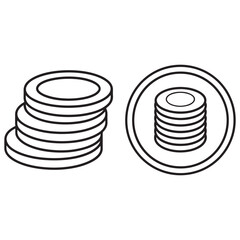 "Coin Stack Outline Icon Line Drawing"