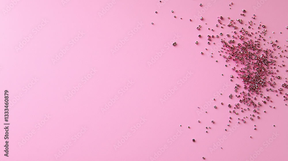 Poster sugar crystals on pink: a mesmerizing close-up of sugar crystals scattered across a soft pink surfac