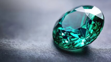 Fototapeta premium A close-up of a rare vivianite gemstone displaying deep green and blue hues, highlighted against a neutral background.