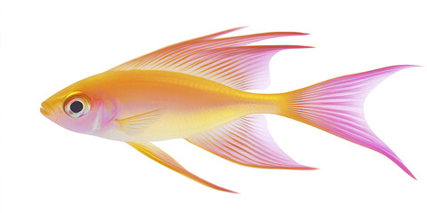 Fototapeta premium vibrant lyretail anthias with flowing fins on white background