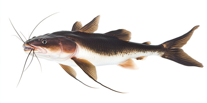 bold redtail catfish floating calmly with its whiskers extended