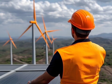 High ranking government representatives visiting a state of the art wind energy facility