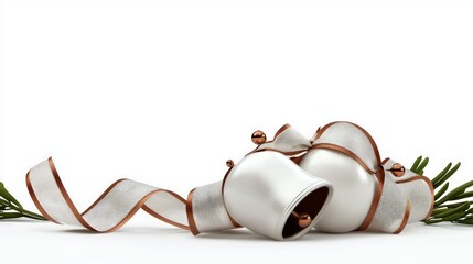 Elegant White Bells with Ribbon  Christmas  Holiday  Festive Decoration