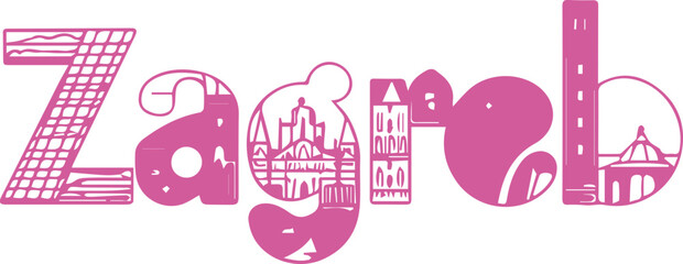Zagreb City Skyline Sticker.