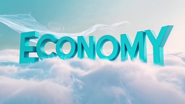 text of " economy " in clouds background,  Economy concept 