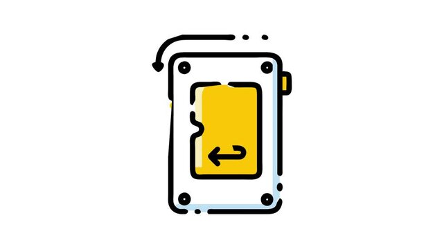 ssd data recovery line icon, 2d line animation