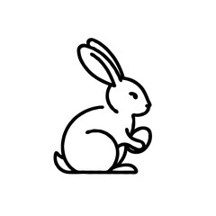 Obraz premium minimalistic silhouette of Easter bunny outline with black line on clean white background, perfect for religious and Easter designs.