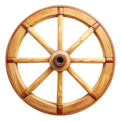Wooden wheel isolated on transparent background  
