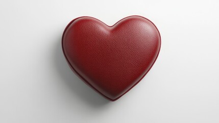 Fototapeta premium Heart Shaped Box Red Leather Texture on White Background Close Up