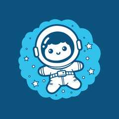 Cute cartoon astronaut floating in space