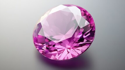A rare pinkish-purple taaffeite gemstone, expertly faceted and glowing against a gradient gray backdrop.
