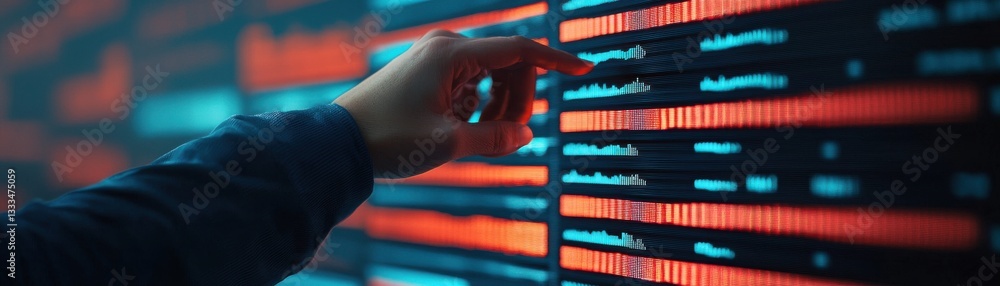 Poster data analysis action tech lab digital visualization modern environment close-up viewpoint innovation
