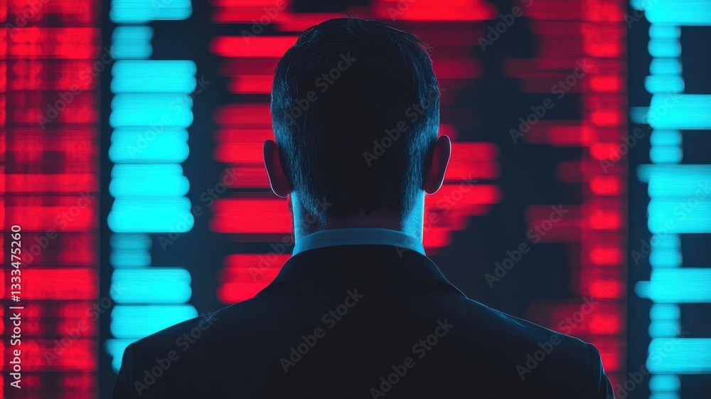 Poster analyzing data patterns digital environment technology concept corporate office viewpoint