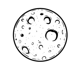 moon digital illustration isolated black and white