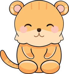 Cute tiger cartoon is sitting