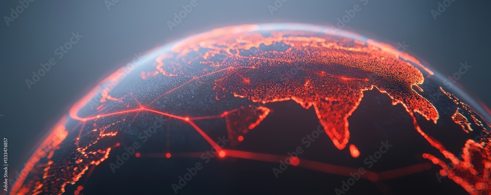 Aufkleber exploring global connectivity through digital networks earth abstract visualization futuristic aeria