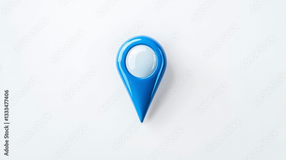 Fototapete 3d blue location pin icon map pointer navigation gps digital ui ux design element