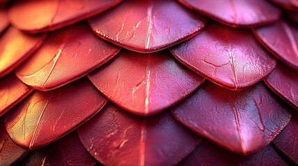 Obraz premium Close-up of Vibrant Red Scale Texture with Shiny Surface and Intricate Pattern Detail
