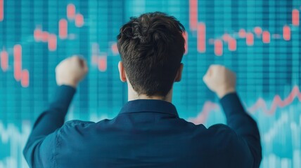 Analyzing stock market trends financial sector data visualization office environment rear view investment insights