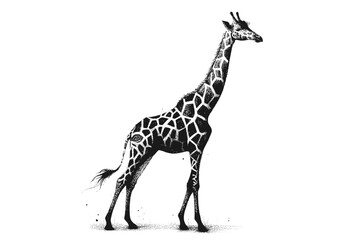 Naklejka premium Generative AI: Giraffe (Vector Pen Drawing)