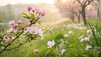 pink flowers in spring