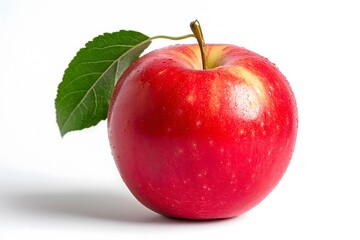 Fresh Red Apple with Leaf