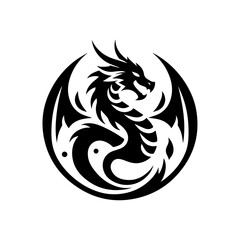 Black and white  Dragon, The Legendary Creature of Myth and Fantasy
