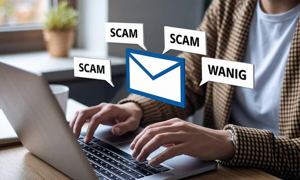 Email Scam Warning with Cybersecurity Threats and Digital Fraud Alerts
