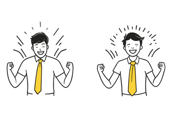 Two people are smiling and wearing ties