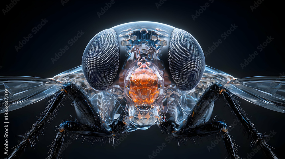 Poster extreme macro image of a fly's eye highlighting fine facets and intricate structure