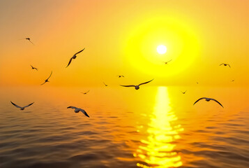 Fototapeta premium birds on sunset